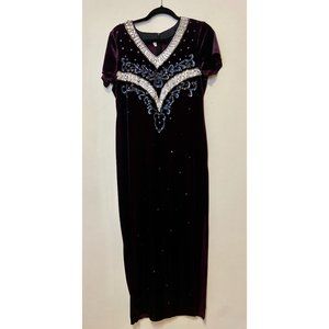 Vintage Long Purple Velvet/Velour Bedazzled Gown